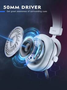 PC 游戏耳机，带麦克风的 USB 有线耳机，7.1 环绕声，线控，柔软耳垫，电脑 RGB 包耳式耳机，流媒体/游戏语音/视频降噪 - FIFINE H6 白色 - 白色 - 查看 5