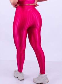 Women's 3D Leggings Polyamide Gym Fitness Casual Fit Premium Non-Transparency High Waist - Màu Hồng Tươi - Xem 3