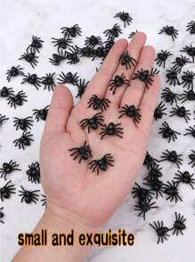 Spider Webs, 500/100/50pcs Realistic Fake Spider/Ghost Halloween Spider Webs, Stretchy White Halloween Decor Toy, Plastic Mini Spider Prank, Glow In The Dark Black Scary Horror Prank Spider, Perfect For Halloween Party, Haunted House Bar Decor, Suitable For Halloween Party, Haunted House, April Fool's Day Party, Room And Home Decoration