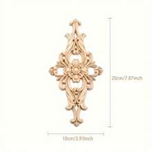1pc Wood-Carved Furniture Appliques Onlays,  Unpainted Center Carving Decal For Door Wall Ceiling Cabinet Dresser Decoration - as shown - View 8
