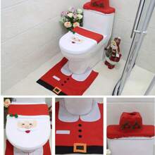3件套圣诞主题马桶座套，包含马桶垫、水箱纸巾盒套和圣诞老人图案马桶盖，适合圣诞主题浴室装饰，也可作为室内派对礼品或圣诞装饰品，是冬季圣诞家居装饰的理想之选，也是圣诞礼物或圣诞装饰的完美搭配。 - 彩色 - 查看 4