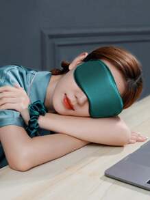 1入組眼罩貼睡眠眼罩盲目旅行放鬆休息女性桑蠶絲眼罩 - 粉色 - 查看 3