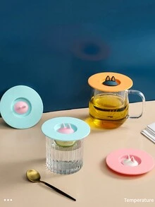 Nắp cốc đa năng màu ngẫu nhiên, Nắp cốc hình tai mèo, Nắp cốc thủy tinh/gốm tròn, Thiết kế tai mèo sáng tạo, Nắp cốc chống rò rỉ và chống bụi, Thích hợp cho cốc - Nhiều màu - Xem 5