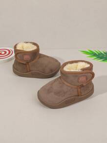 Um par de sapatos infantis novos, botas de neve fofas para bebês no inverno, com design de antiderrapante e sola macia, sapatos de pão para meninos e meninas de 1 a 3 anos, sapatos de bebê acolchoados com forro térmico. - Castanho - Ver 4