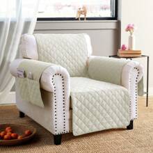 Sofa Cover 1/2/3/4 Seater With Armrests - Reversible Sofa Cover - Scratch-Resistant For Cats - Stain-Resistant - Quilted Microfiber Sofa Cover. - 奶油白 - 查看 4
