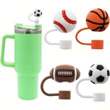 4 件套，吸管头套，可重复使用吸管盖，卡通硅胶吸管套，装饰性吸管帽，适用于派对礼品袋，朋友聚会，防尘吸管杯套，派对用品，杯子装饰配件 - 彩色 - 查看 7