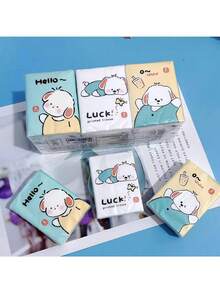 9 chiếc khăn tay dễ thương giấy hoạt hình gói nhỏ di động khăn giấy bề mặt thấm nước khăn ăn du lịch - 6 cái - Xem 2