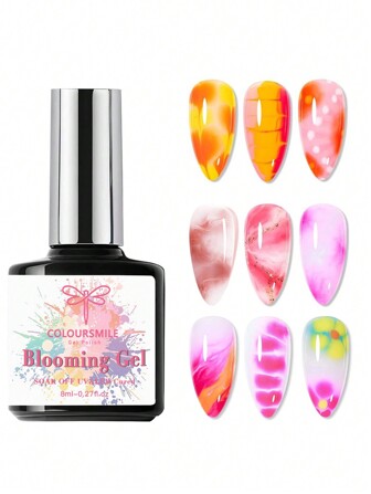 COLOURSMILE Nail Blooming Gel Clear Uv Led Blossom Gel Polish For Spreading Effect Marble Natural Stone Watercolor Floral Print Soak Off Nail Gel Diy Nail Art Design Manicure Gift For Women