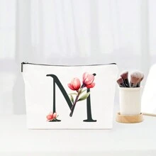 Alfabeto de flores simples Bolsa de maquiagem de lona para mulheres Bolsa de viagem para artigos de higiene pessoal portátil, Bolsa de armazenamento de cosméticos Bolsa de armazenamento de pincéis de cosméticos com fecho de zíper, Itens essenciais para viagens Itens essenciais para cruzeiros Itens essenciais para dormitórios, Presentes para madrinhas de casamento, Presentes para mães, Presentes de aniversário, Presentes para amigos e professores, Decoração para casa, Banheiro Bolsas de maquiagem Organizador de maquiagem Organizador de maquiagem Armazenamento de maquiagem - Branco - Ver 18