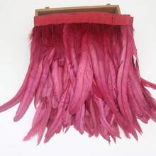 1 yard Ruban à franges de plumes de queue de coq simulées colorées de 25-30 cm, plumes teintes pour robe de mariée, jupe, artisanat, accessoire DIY, artisanat pour vêtements