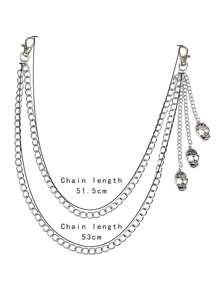 1 buc lanț pentru pantaloni din metal argintiu, stil punk, pentru femei, accesoriu vestimentar streetwear pentru blugi, geometric, cu strat dublu, model patchwork, Halloween, vară, școală, toamnă, toamnă, Halloween