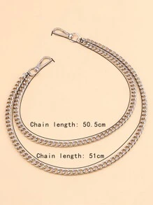 1 buc lanț pentru pantaloni din metal argintiu, stil punk, pentru femei, accesoriu vestimentar streetwear pentru blugi, geometric, cu strat dublu, model patchwork, Halloween, vară, școală, toamnă, toamnă, Halloween