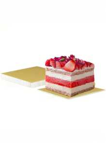 50pcs/Set Square Gold Mousse Cake Cardboard Base For Mini Cake Base, Wedding Dessert Support - Gold - View 1