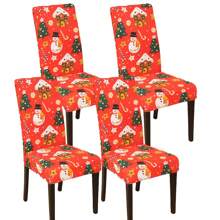 1 Stück/4 Stücke/6 Stücke Stuhlbezüge mit Weihnachtsmann Muster als Weihnachtsdekoration, weicher universell passender Schreibtisch Bezug, abnehmbar und waschbar Anti-Staub Stretch Stuhlschutz
