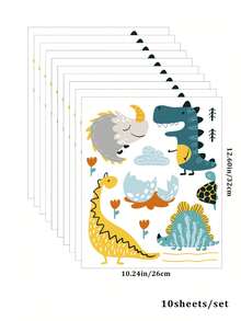 10pcs/Set Cute Cartoon Dinosaur Number & Letter Self-Adhesive Wall Stickers, Nursery Decor, Kids Room Dinosaur Wall Art Decals, Waterproof PVC Bedroom Wall Decor - Multicolor - View 12