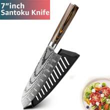 1pc 7-Inch Stainless Steel Vegetable Cleaver With Wooden Handle - Brown - View 11