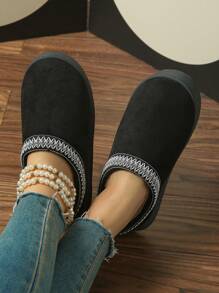 Dép nữ thời trang đế dày ấm áp, dép đi trong nhà chống trượt cho cặp đôi, dép sau sinh, dép đi ngoài trời cho nữ, dép lông mềm mại, dép Giáng sinh, dép chống trượt trong nhà/ngoài trời, dép giữ ấm dày dặn lót lông sang trọng cho nữ. - màu đen - Xem 5