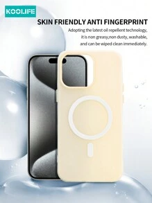 1PC Koolife Matte 2-In-1 Large Hole Magnetic Wireless Charging Protective Phone Case, Skin-Friendly Matte Finish, Raised Lens Protection, Compatible With IPhone 11/11Pro/11ProMax/12/12Pro/12ProMax/13/13Pro/13ProMax/14/14Plus/14Pro/14ProMax/15/15Pro/15Plus/15ProMax - Beige - View 3