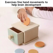 Montessori Coin Box, Montessori Coin Box Toy Suitable For 1 Year Old Toddlers, Wooden Montessori Toy Balls, Baby Drawer Coin Slot - Apricot - View 5