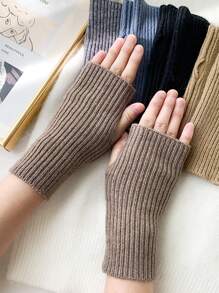INNNEVV 1 双女士露指针织手套，韩式竖条纹冬季半指手套万圣节 - 彩色 - 查看 17
