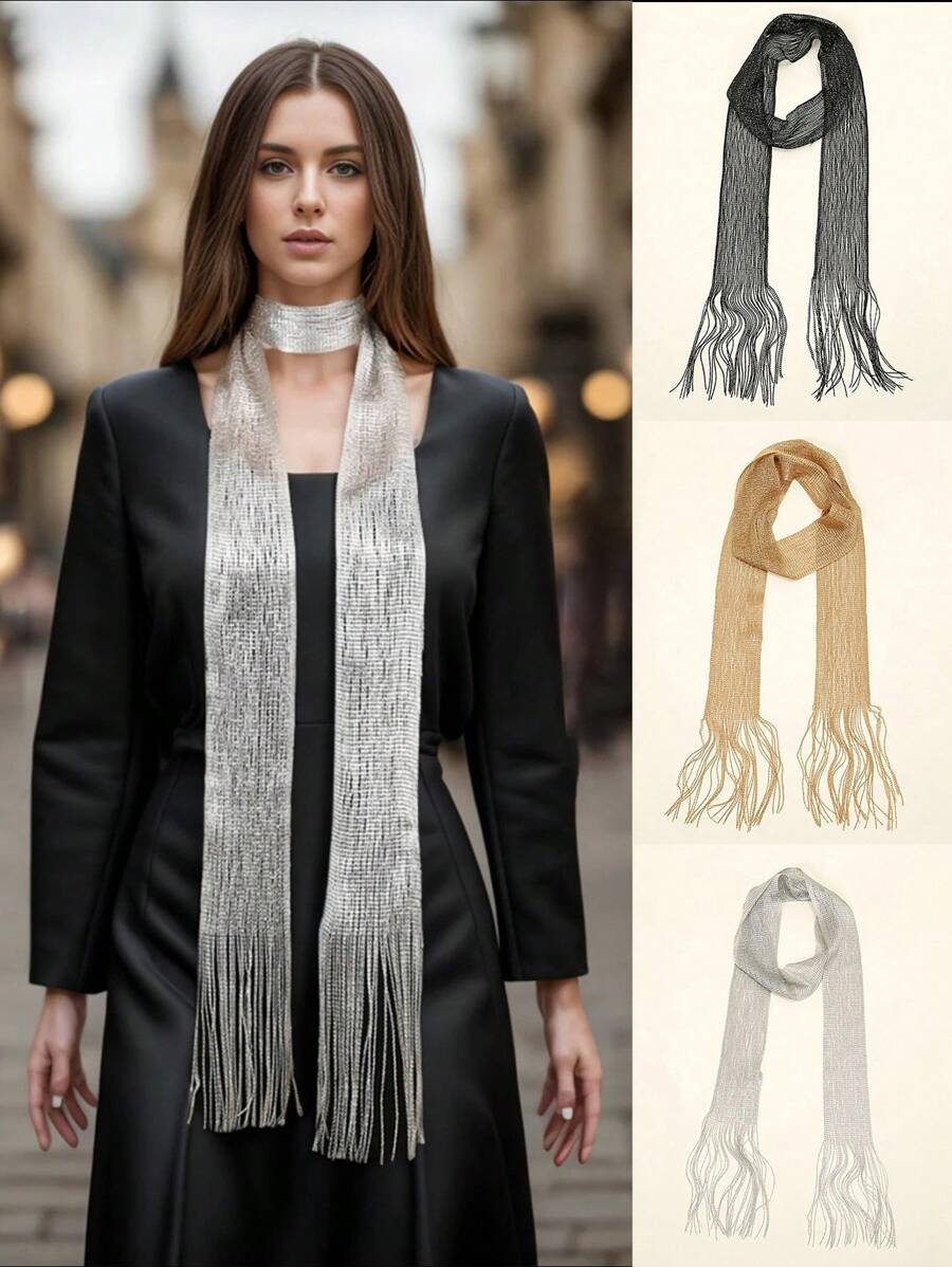 1pc Women Fashionable All-Match Breathable Scarf For Commute, Lightweight Solid Color Chiffon Scarf Winter Fall - Multicolor - View 1