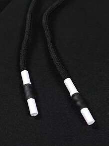 Men's Solid Color Zip Pocket Faux Fleece Warm Padded Pants, Wind-Proof,Warming - Black - View 3