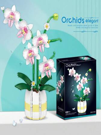 Forever Withering Orchid Tulip And Lily Building Block Set, Unique Home Decoration, Adult Valentine's Day Gift, Artificial Flower Plant Collection (Not Compatible With Toy Set) Room Decoration Halloween Decoration