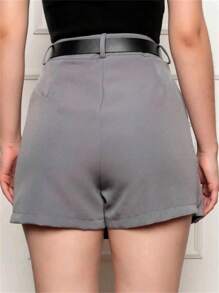 Short Skirt Feminine And Tailored With Belt And Pocket - 灰色 - 查看 2