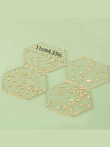 2/4/6pcs Insulated Anti-Scald Coasters - Deluxe Tea Cup Mug Coasters - Fashionable Round & Polygon Coasters For Tabletop Protection, Home Decor, Party Decoration (Coaster Holder Sold Separately), Suitable For Birthday, Wedding, Anniversary, Theme Party