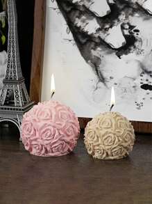 1pc Candle Mold 3D Rose Ball Candle Resin Silicone Mold Valentine's Day Casting Mold, Creative Elegant Flower Candle Holder Suitable For DIY