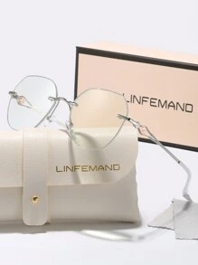 LINFEMAND 时尚轻便无框女士老花镜，闪亮香槟金色，放大倍数 +1.0 至 +4.0，女士眼镜的绝佳礼品配件 - 透明 - 查看 20