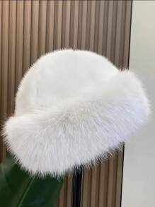 1pc Women Luxury Faux Fur Winter Hat - Thick & Fluffy, With Ear Protection | Lightweight Stretchy Polyester | Machine Washable Winter Outfits