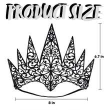 2 件女士模切皇冠，黑皇后皇冠头饰配饰万圣节装扮，万圣节哥特式服装角色扮演 - 黑色 - 查看 2