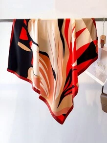 1 pieza Pañuelo cuadrado de satén de 90cm con estampado abstracto de bloques de color para mujer, nuevo estilo bohemio de moda, pañuelo para el cuello, pañuelo para la cabeza, lazo para el cabello - Multicolor - Ver 10