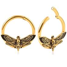 1 pieza Pesas para orejas con calaveras y mariposas para tapones perforados en el Body, túneles de piercing corporal de acero inoxidable para joyería corporal