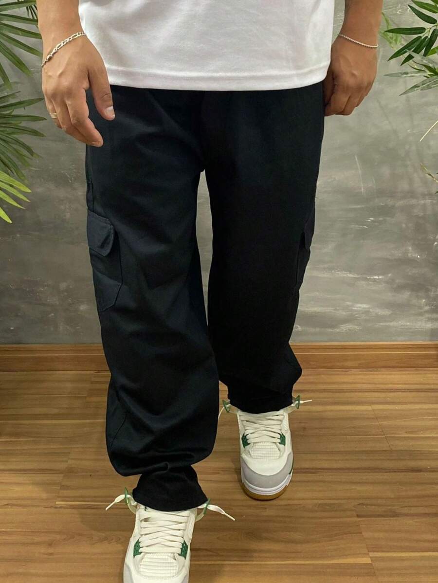 MEN'S CARGO PANTS - 黑色 - 查看 1