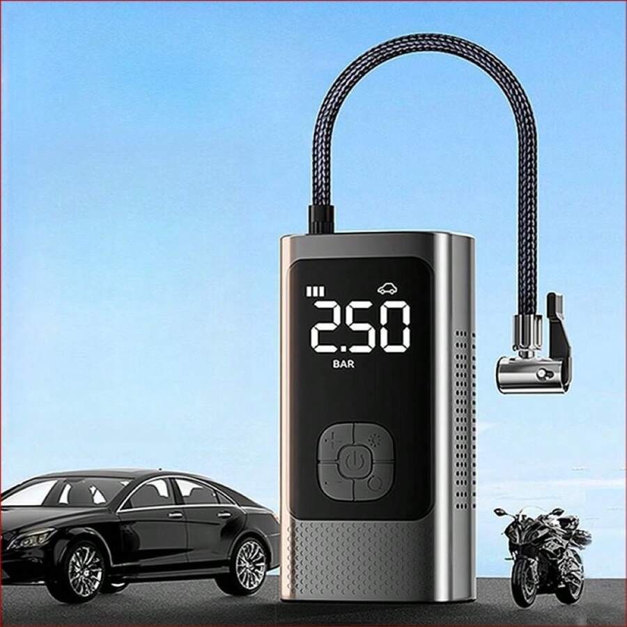 <Updated Model>Car Tire Inflator Electric Air Pump Mini Portable Cordless Compressor For Motorcycle Bicycle -Czx-11 - Black - View 1