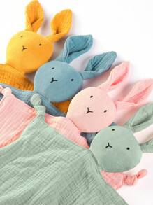 1pc Soft, Breathable & Absorbent  Plaid Rabbit Pattern Baby Bib, Burp Cloth - Multicolor - View 2