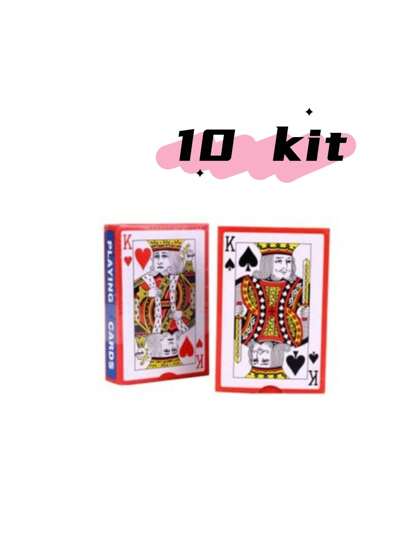 10 Baralho Jogos De Cartas 100% Plástico C/54 Cartas, Comprimento 8,6 x Largura 5,6 cm  Promoção