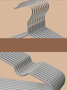 20入/30入/50入不鏽鋼浸塑肩槽衣架，堅固耐用且節省空間 - 灰色 - 查看 3