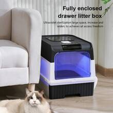 Living And Home Fully Enclosed Cat Litter Box With And Anti-Splash Tray,Large Hooded Cat Toilet,Safe And Durable Cat Pan,Kitten Litter Tray With Scoop - Negro - Ver 4