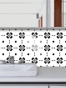 10片装几何格子图案印花PVC仿瓷砖家装墙贴墙纸壁纸DIY拼接自粘墙饰自粘防脏遮丑厨房卫生间客厅房间墙壁电视背景空间美化装饰 装修贴纸可撕墙板 墙纸壁纸 春季装修用品 焕新家居 拉玛装饰贴纸