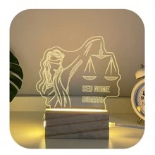 Customize Your Name Wooden Acrylic Luxury Decorative Led Desk Lamp - trắng - Xem 1