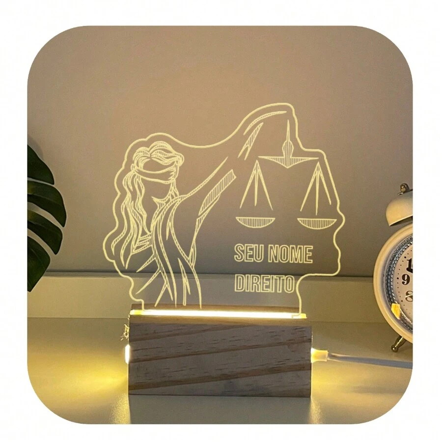 Customize Your Name Wooden Acrylic Luxury Decorative Led Desk Lamp - trắng - Xem 1