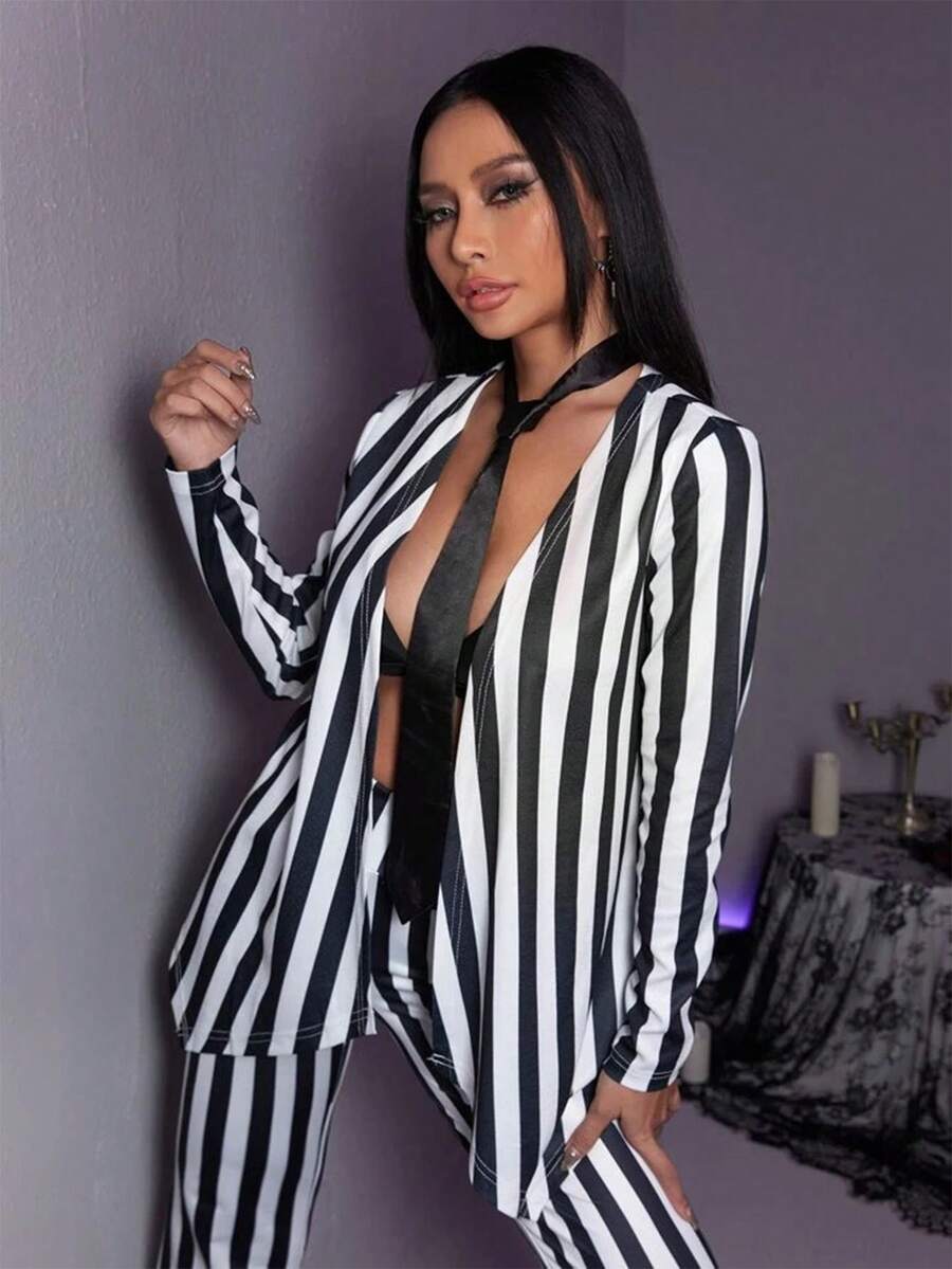 Damen Strickjacke dünne Jacke, Halloween Urlaubsstil, gestreift