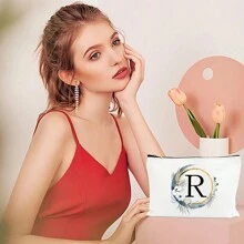 Nécessaire Personalizado com Coroa de Flores Boêmia e Monograma, Bolsa de Presente Personalizada, Necessaire de Cosméticos Fofo, Adequado para Casamento, Aniversário, Festival, Presente Ideal para Mulheres, Mães, Professoras, Amigas, Damas de Honra, Necessaire Escolar, Suprimentos Escolares, Organizador de Cosméticos, Itens de Quarto, Bolsas de Maquiagem, Organizador de Maquiagem, Armazenamento de Maquiagem, Nécessaire de Maquiagem