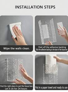 1pc/2pcs Clear Tissue Box Holder, Wall Mounted Tissue Dispenser, No Drilling Required, Suitable For Kitchen, Bathroom And Toilet, Desktop Tissue Organiser, Ideal For Storing Tissues And Other Paper Products, Bedroom Decoration, Home Decoration, House Decoration, Holiday Decoration - Clear - View 11