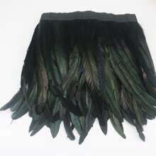 1 yard Ruban à franges de plumes de queue de coq simulées colorées de 25-30 cm, plumes teintes pour robe de mariée, jupe, artisanat, accessoire DIY, artisanat pour vêtements