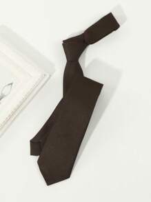 1pc Men's Solid Brown With Striped Casual Necktie, Suitable For Business, Banquet And Daily Wear Men Necktie