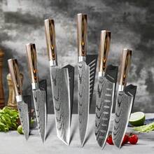 1pc 7-Inch Stainless Steel Vegetable Cleaver With Wooden Handle - Brown - View 2